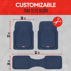 FlexTough Floor Mats for Cars, Blue Deep Dish All-Weather Car Mats, Waterproof Trim-to Fit Automotive Floor Mats for Cars Trucks SUV, Universal Floor Liner Car Accessories