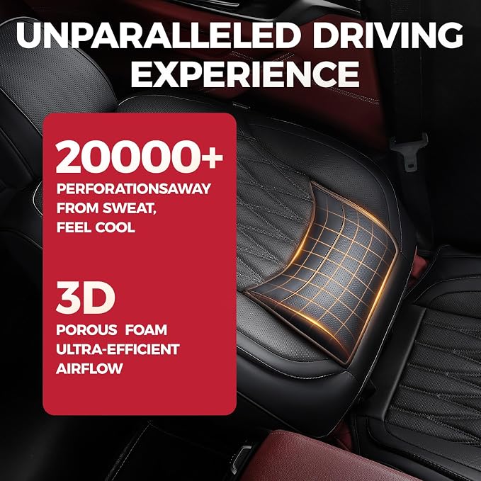 Black Car Seat Covers Full Set - Faux Nappa Leather Seat Covers for Cars, Ultra Breathable Waterproof Front Seats Protector with Lumbar Support, Universal Fit for Automotive Sedan SUVs Pickups