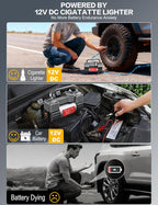 12V Heavy Duty Tire Inflator Metal Portable Air Compressor Pump | 6X Faster Inflation Double Cylinders 150PSI Air Pump with Adapter for Car, RV,Pickup Truck, SUV, Van,Camper, Air Bed,Ball