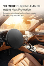 Car Steering Wheel Cover, Waterproof Sunproof Heat-Insulated Steering Wheel Protector, Thickened Soft Full-Coverage Car Interior Accessory, Universal for Most Cars (Black)