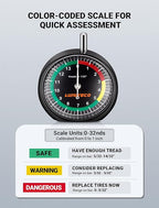 Tire Tread Depth Gauge, Dial Type Tire Depth Gauge Reads in 1/32" for Tread Wear, Professional Pocket Tire Gauge with Case for Truck, Motorcycle, Car and Bus Tyre in 32nds