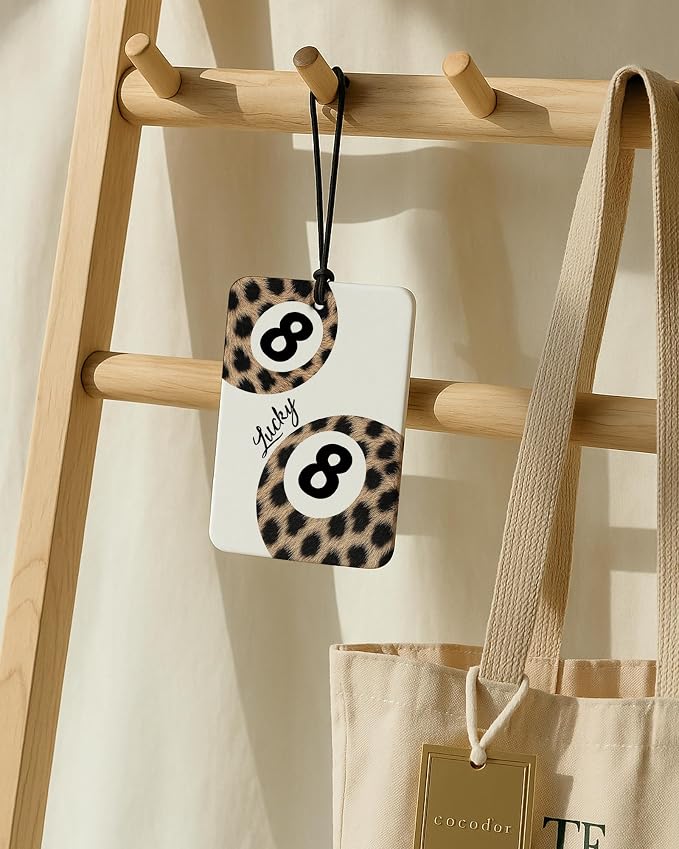 Yellow Cheetah Print Car Air Freshener 4 Pcs, Trendy Coquette Bow Leopard Print Lucky 8 Ball Hanging Air Freshener for Cars Closet Drawer Books, Girly Car Accessories Mirror Decor for Women