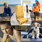 Waterproof Car Seat Cover for Front Seats, Protector for Cars SUVs Trucks, Sweat Towel Seat Covers Bucket for Gym, Workout, Beach, Hiking, Running and Swimming(Chamomile and Yellow, 2PCS)
