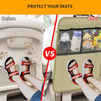 2 Pack Kick Mat Backseat Protector,Back Seat Cover for Kids,Car Seat Back Protectors with 2 Pocket Storage Organizer for Car, SUV, Minivan or Truck Seats (Beige)