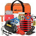 Car Emergency Kit with Jumper Cable, First Aid Kit Safety Assistance Tools for Travel Camping Outdoor Cars Truck SUV RV, Roadside Essentials with Flash Light