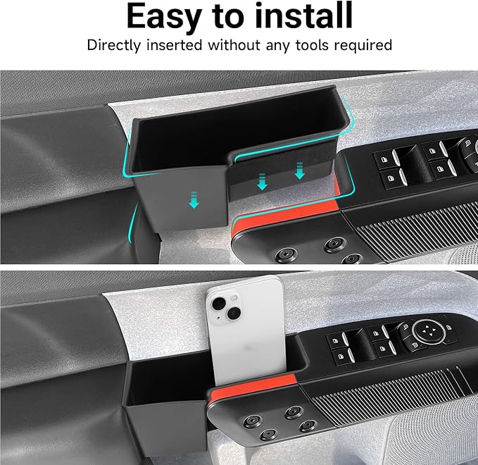 4pcs Door Handle Organizer for Ford Maverick 2022 2023 2024 2025 2026 Accessories Front and Rear Door Side Storage Box Insert Grab Handle Pocket ABS Plastic