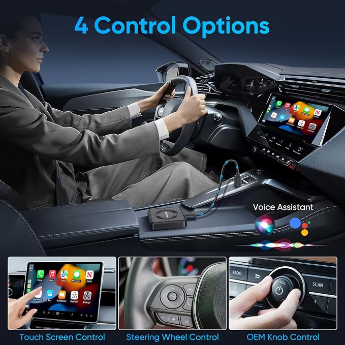 Upgraded Wireless CarPlay Adapter, 3-in-1 Wireless Carplay & Android Auto& Video Adapter, Support Netflix YouTube Support TF Card, Plug & Play, USB Type C, USB Type A Compatible with iPhone & Android