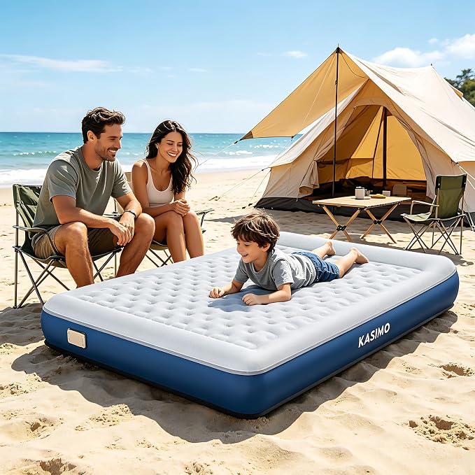 Queen Air Mattress with Cordless Battery Pump,TPU Blow up Mattress for Camping, Self Inflatable Mattress All Night Stability No Bad Smell, Air Bed for Tent Camping, Home, Guests, Car Travel
