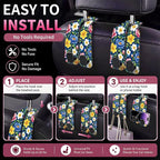 Car Seat Back Storage Hook, Funny Car Purse Hook, Cute Vehicle Storage Organizer for Purses Handbags Bright Floral Pattern