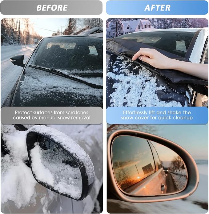 Windshield Cover for Ice and Snow for Ford Focus 2012-2018,2-Layer Oxford Fabric Windshield Snow Protector Waterproof Winter Accessories Frost and Ice Removal Shield for Snow, Sun, Rain, Dust(65"x47")