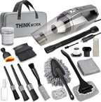 Car Cleaning Kit, Car Vacuum Kit, Gray Car Interior Detailing Kit with 8000PA High Power Vacuum, Including 7Pcs Detailing Brush Set and Bag
