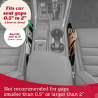 Car Seat Gap Organizer - Pack of 2 - Prevents Items Falling & Seat Gap Filler - Universal Fit 0.5"-2" Slots & Automotive Use - Easy Clean Design for Auto Accessories - Gray Faux Leather