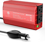 Power Inverter DC 12V to AC 110V - 300W Car Plug Adapter Outlet with 4.8A Dual USB Fast Charging Port - Car Charger Cigarette Lighter Adapter for Phone, Laptop on Road Trip - Aluminum Housing