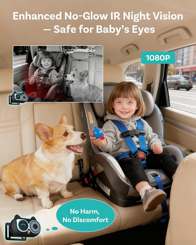 OTTOCAST Baby Car Camera Displaying on Car Screen,1080P Clear No-Glow Night Vision,Split-Screen Navigation,150°Wide Angle,Car Baby Monitor with Built-in Wireless CarPlay Cabin Care Car Adapter 2026