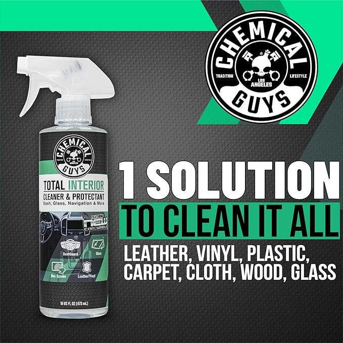 Total Interior Cleaner and Protectant for Cars, New Car Scent | Cleans and protects interior plastic, vinyl, leather, nav. screens, safe for cars, trucks, SUVs, Jeeps and RVs. 2 Pack