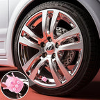 4PCS Crown Bling Tire Stem Valve Caps, Crystal Diamond Tire Air Cap Set Universal Copper Core Stem Covers for Cars, SUV, Trucks, Bikes, Motorcycles, Bicycles (Pink & Pink)