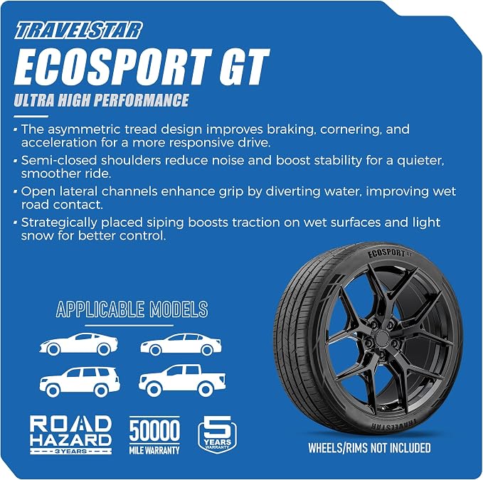 Set of 2 (Two) Ecosport GT Ultra High-Performance 235/40R19 All Season Passenger Tire Set 235/40/19 235/40ZR19XL 96W XL Dual Tread Design for Sports Cars & Luxury Sedans[TIRE ONLY]