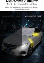 Half Car Cover, Windshield Cover for Ice and Snow, Aluminum Heat Block Foil Hood Covers, Universal Hail Protector Sunshade Automotive Covers