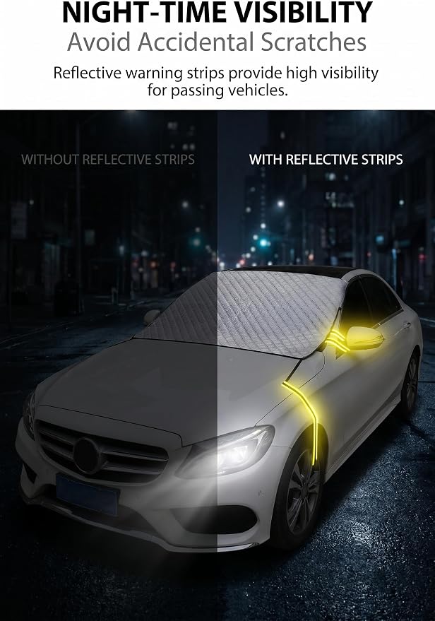Half Car Cover, Windshield Cover for Ice and Snow, Aluminum Heat Block Foil Hood Covers, Universal Hail Protector Sunshade Automotive Covers