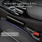 Car Seat Gap Filler, 2 Pack Universal Seat Gap Filler Strip with Seatbelt Slot, Anti-Drop Pad & Car Organizer for The Gap Between Seat and Console, Stop Items from Falling - Black