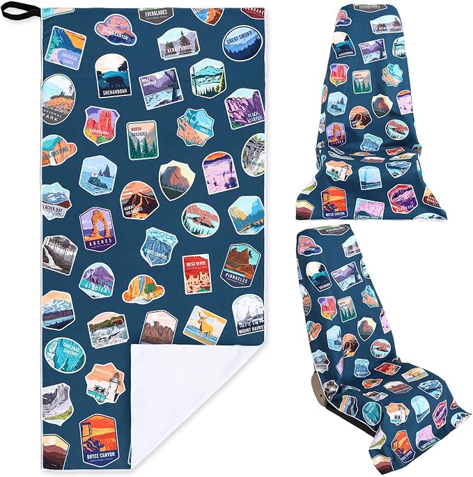 Car Seat Towel Covers Christmas Car Accessories Gifts Athletic Running Towel Performance Microfiber Post Workout Sweat Washable Cover Non Slip for Seat Outdoor Sport (National Park)