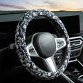 Brown Japanese Style Flower Steering Wheel Cover Auto Embroidery Steering Wheel Protector, Anti-Slip, Breathable, Absorbing Sweat, Universal Car Accessories 14.5–15 inch,Fit for Most Car, Trucks, SUV