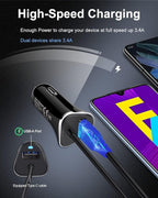 USB-C Car Charger, 3.4A USB Type C Car Charger Adapter & Fast Charge Cable | C Cord Cargador USBC Lighter for Samsung Galaxy S26 S25 S24 S23 S22 A17 iPhone 17e 17 16e 16 15 Pro Max Android Cigarette 12V