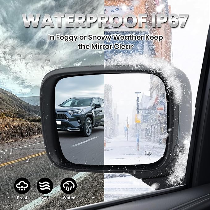 Left Driver Side Mirror Compatible with Jeep Renegade 2015 2016 2017 2018 2019 2020 2021 2022 2023 Door Rear View Mirrors Power Heated with Signal Light Prime Paintable (7 pins)