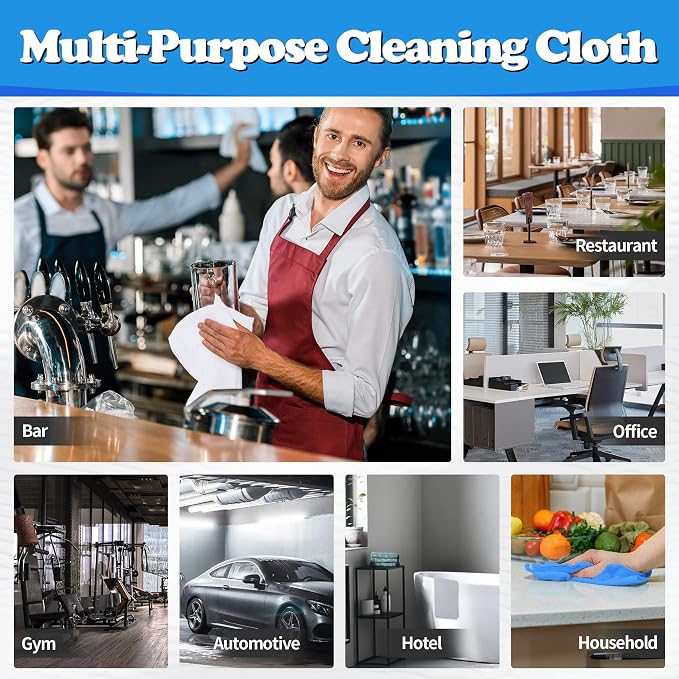 Shop Towels, Microfiber Cleaning Cloth Bulk, 200 Pack Microfiber Towels for Cars, All-Purpose Absorbent Cleaning Rags, Dust Cloth for Automotive, Mechanic, Garage, Bar, 11.5 x 11.5 inch