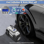 Dual Cylinder Tire Inflator Air Compressor, 150 PSI 12V DC Portable Air Pump with Digital Display, LED Flashlight, Auto Shut-Off, Heavy Duty for Truck, SUV, Car, RV (SILIVER)