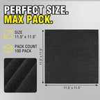 Shop Towels, 100 Pack - 11.5"x 11.5" Commercial Grade Work Rags for Cars, Microfiber Cleaning Cloths Bulk Detailing Cloth for Automotive Mechanic Garage Housekeeping Restaurant - Black