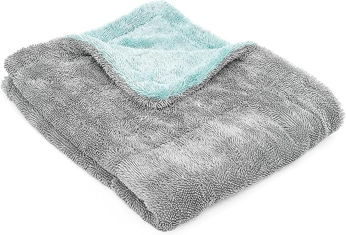 The Liquid8r, Absorbent 70/30 Blend Microfiber Drying Towel for Cars, Trucks, and SUVs, Safe for Detailing, Scratch-Free, Twist Loop, 1100 GSM, 20x24 Inches, Aqua Blue/Grey