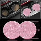 8 pcs Pink Bling Car Accessories Set for Women, Steering Wheel Cover, Sparkly Seat Belt Covers, Bling Gear Shift Cover, Universal Fit Most Cars (All Pink Diamond)