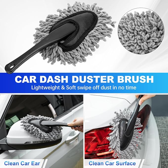 Windshield Cleaner Tool, Car Interior Cleaning Kit, Car Detailing Kit Interior Cleaner with10Pcs Detailing Brush Set, Gray Auto Detailing Supplies & Accessories