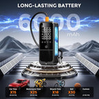 160PSI Tire Inflator Portable Air Compressor, 6000mAh Portable Tire Inflator for Car Portable Air Pump with Tire Gauge Pressure & LED Light Air Pump for Car Tires Cordless Bike Pump for Car