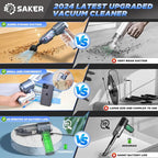 Car Vacuum Cleaner 17000PA Foldable Mini Handheld Vacuums Portable Cordless with Brushless Motor for Gifts, Hair,Cars,Bedrooms,Offices Cleaning HL132 Silver
