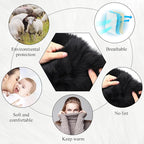 Furry Armrest Cover Auto Center Console Cover Car Soft Console Pad, Real Sheepskin Wool Soft Fluffy Auto Center Armrest Pad for Most Car Decoration Protector(Black)