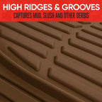 FlexTough Deep Dish All-Weather Floor Mats, Waterproof Trim-To Fit Mats for Cars, Trucks, SUVs - Universal Automotive Floor Liners, Car Accessories, Brown