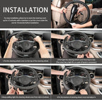 Breathable Car Steering Wheel Cover 16 inch Auto Universal Leather Wrap Non-Slip Steeringwheel Protector Automotive Interior Accessories, Black (Suit for 15 1/2-16 inch)