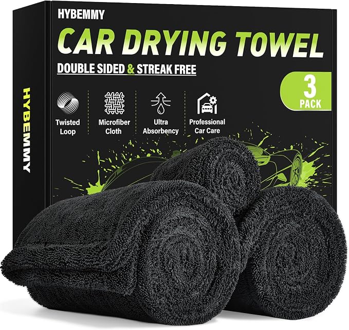 2+1 Pack Car Drying Towels – Microfiber Towels for Cars (36" x 24"), Ultra-Absorbent, Streak-Free, Scratch-Free, No Water Spots, Double-Twist Pile & Edgeless Design, Grey