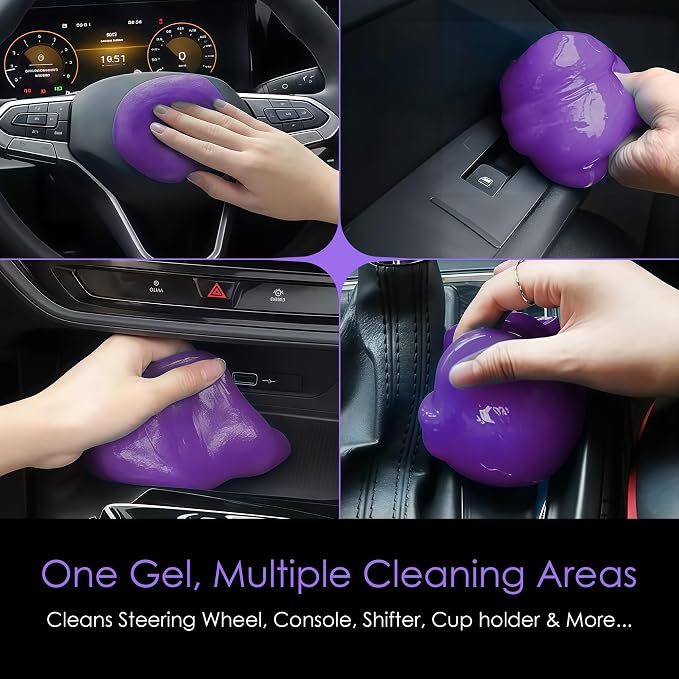 Car Cleaning Gel Putty | Reusable Dust Cleaning Slime for Air Vents, Dashboard, Cup Holders, Keyboard & AC Vent Cleaner | Non-Sticky No Residue Gel (Lavender Fresh Scent)
