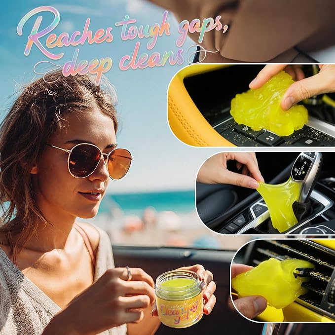 Keyboard Cleaning Gel (Lemon) Universal Cleaning Putty Dust Cleaning Car Interior Cleaner Car Dust Remover Car Slime Gifts for Men Women Girl（1 Pack）