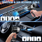 Handheld Car Vacuum Cleaner, 16000PA Hand Held Vacuum Portable Cordless, 2 in 1 Air Duster and Vacuum Cleaner with LED Light, Multi-Nozzles, 120W High Power Mini Vacuum for Home, Pet, Office