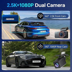 Dash Cam 2.5K Front and Rear with 64GB Card, Car Dashboard Camera with WiFi GPS, 3.39" IPS Screen, WDR Night Vision, Loop Recording, G-Sensor, 160 Wide Angle - Easy Setup for Daily Commuters