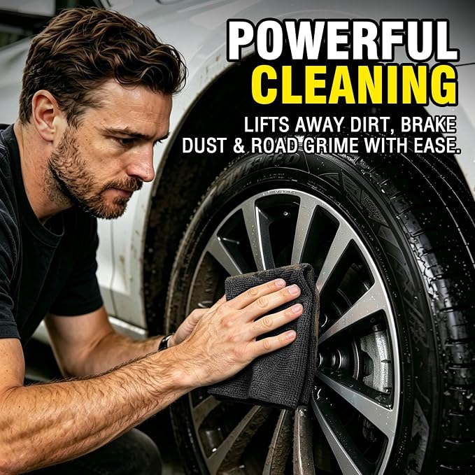 Shop Towels, 100 Pack - 11.5"x 11.5" Commercial Grade Work Rags for Cars, Microfiber Cleaning Cloths Bulk Detailing Cloth for Automotive Mechanic Garage Housekeeping Restaurant - Black