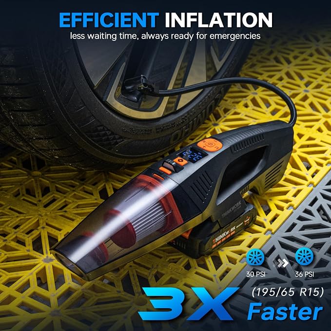 20V Car Vacuum & Air Inflator, Dual Function High Power Handheld Cordless Vacuum with 18000pa Suction Power for Car Cleaning, Household Dust Removal, Inflation