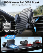 Car Phone Holder, 2026 Military-Grade 89lbs Strongest Suction Phone Holders for Your Car Dashboard/Windshield/Vent Easy Clamp Car Phone Mount Stand for iPhone 17 16 15 14 13 Pro Max Samsung