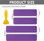 4PCS Car Door Sill Protector with Scraper,Carbon Fiber Car Door Protector Edge Guards for Front Rear Door Sills,Universal Anti-Scratch Car Door Threshold Strips (Purple)