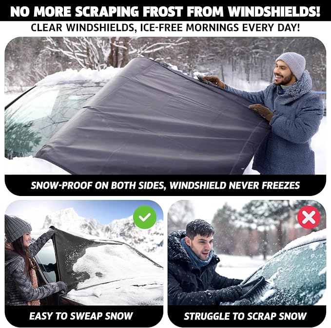 Truck Windshield Cover for Ice and Snow | SUV Snow Cover - Frost Cover Gives Protection from Snow and Ice | Car Cover for Snow | Winter Car Accessories | X-Large 72" x 43"