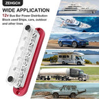 600A Bus Bar 12V Power Distribution Block with 3/8" Studs,Marine Battery Bus Bar Terminal Block Positive & Negative for Automotive Car Boat Solar System (600A 6 x 3/8" Terminal Studs)